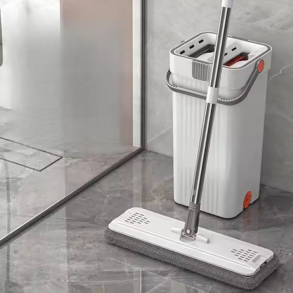 Mop and Bucket with Wringer Set for Home Flat Mop and Bucket System for Floor Cleaning and Wall Cleaner Wet and Dry Use