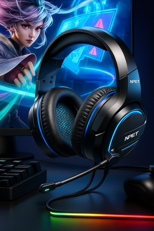 NPET HS10 3.5mm Wired Gaming Headphones With Microphone 120° Adjustable PC Bass Stereo Gamer Headset