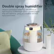 USB Portable Dual Nozzle Cold Fog Bedroom Silent Humidifier with AI Intelligent Digital Display of Air Humidity