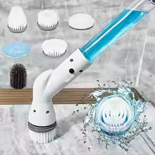 Rechargeable Power Scrubber with Adjustable Long Handle and 6 Replaceable Brush Heads  Perfect for Cleaning Bathrooms Kitchens
