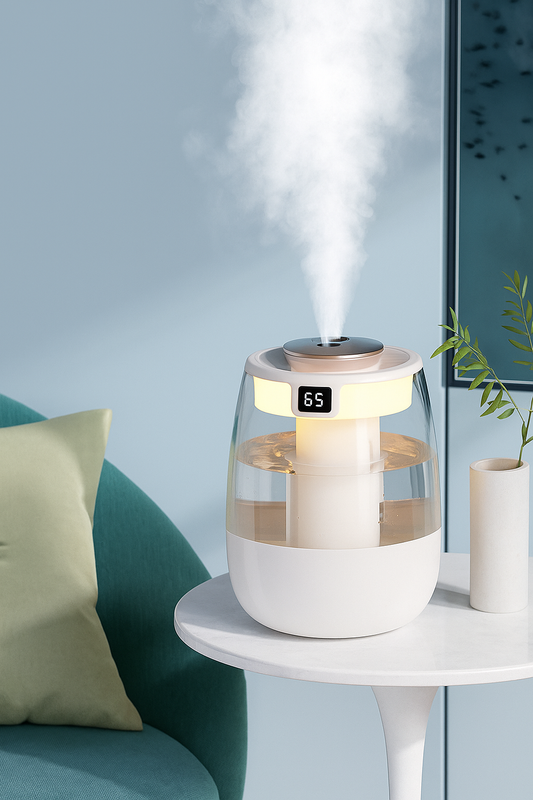 USB Portable Dual Nozzle Cold Fog Bedroom Silent Humidifier with AI Intelligent Digital Display of Air Humidity