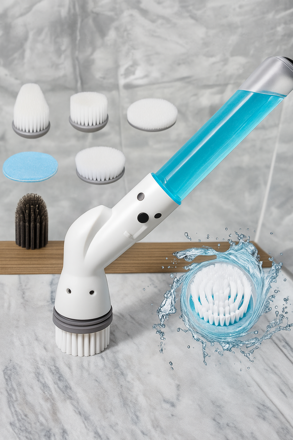 Rechargeable Power Scrubber with Adjustable Long Handle and 6 Replaceable Brush Heads  Perfect for Cleaning Bathrooms Kitchens